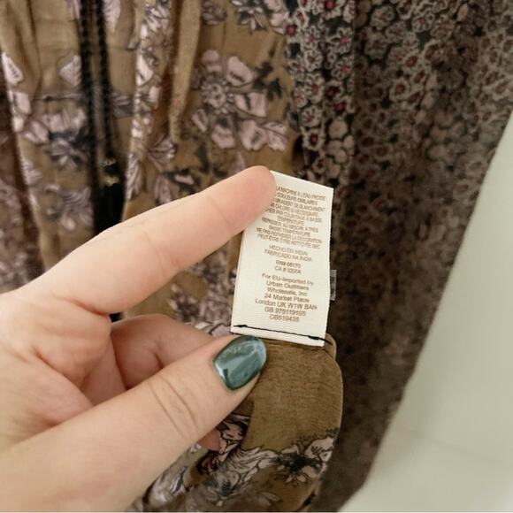 NWT Free People Hendrix Brown Black Sheer Boho Tassel Peasant Top Blouse Size S - Picture 5 of 8